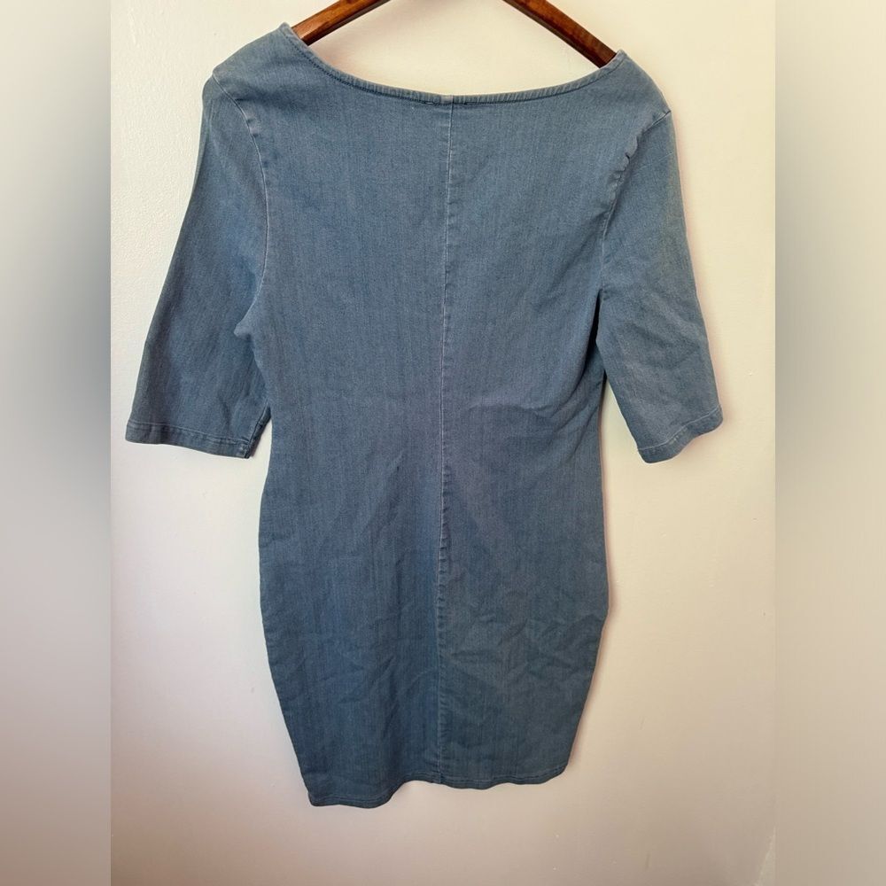 Iris Women’s Bodycon Mini Denim Dress Retro 3/4 Sleeve Size Xl Acedemia Classic — image 8 of 8